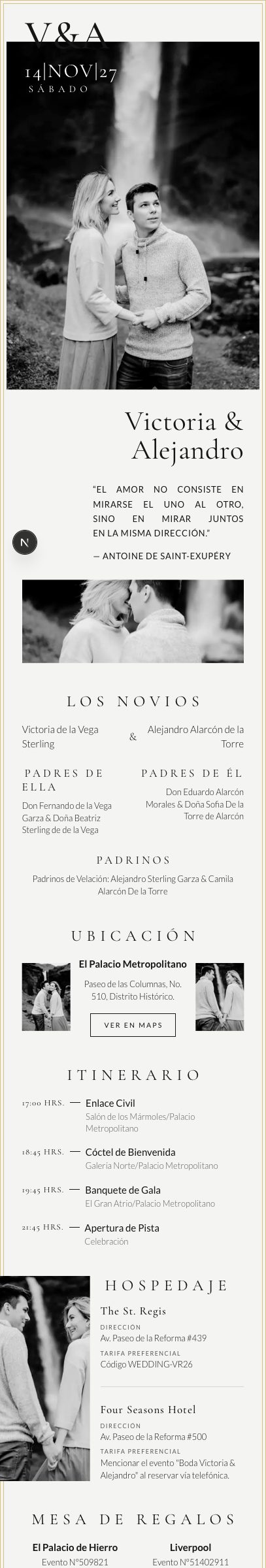 Invitación de boda con monograma sobre fotografía en blanco y negro y marco de filete dorado